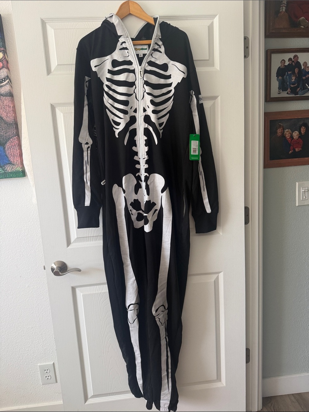 Tipsy Elves Black and White Skeleton Zip-Up Kids Costume